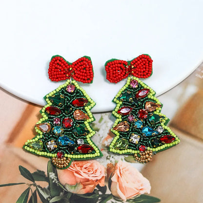 1 Piece Handmade Christmas Hat Christmas Tree Bell Handmade Plating Cloth Silver Plated Drop Earrings