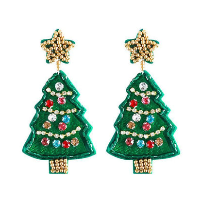 1 Piece Handmade Christmas Hat Christmas Tree Bell Handmade Plating Cloth Silver Plated Drop Earrings