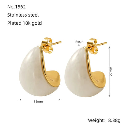 1 Piece Hawaiian Tropical Water Droplets Polishing 304 Stainless Steel Resin 18K Gold Plated Ear Studs