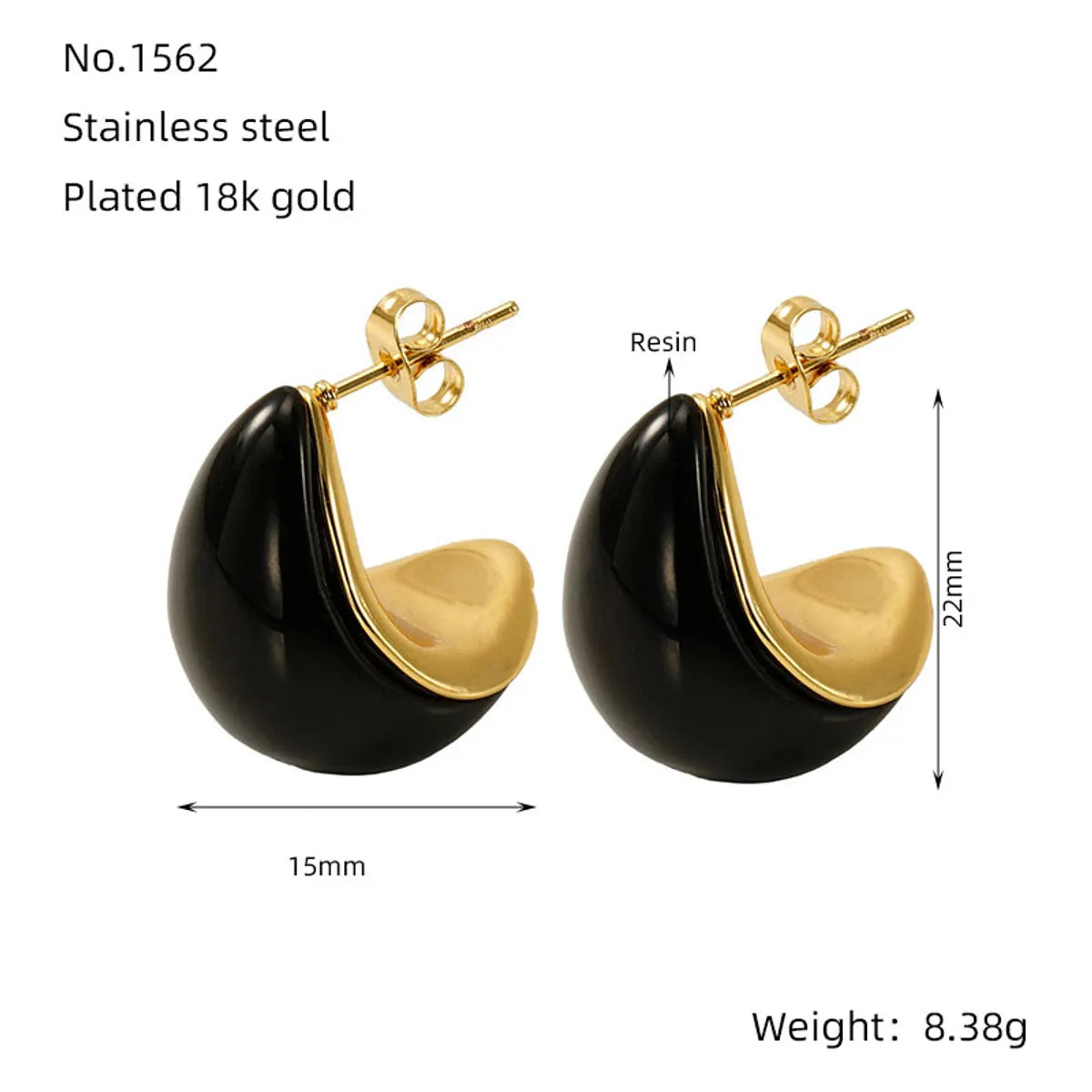 1 Piece Hawaiian Tropical Water Droplets Polishing 304 Stainless Steel Resin 18K Gold Plated Ear Studs