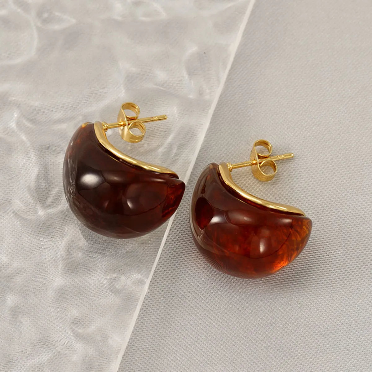 1 Piece Hawaiian Tropical Water Droplets Polishing 304 Stainless Steel Resin 18K Gold Plated Ear Studs