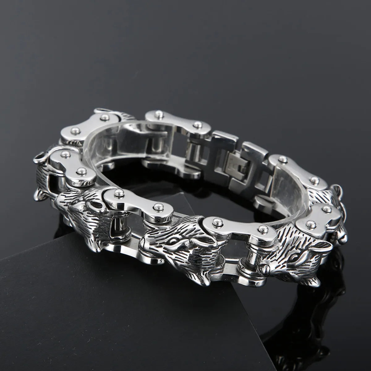 1 Piece Hip-hop Animal Wolf Titanium Steel Bracelets