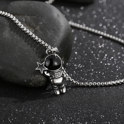 1 Piece Hip-hop Astronaut Stainless Steel Enamel Plating Chain Pendant Necklace