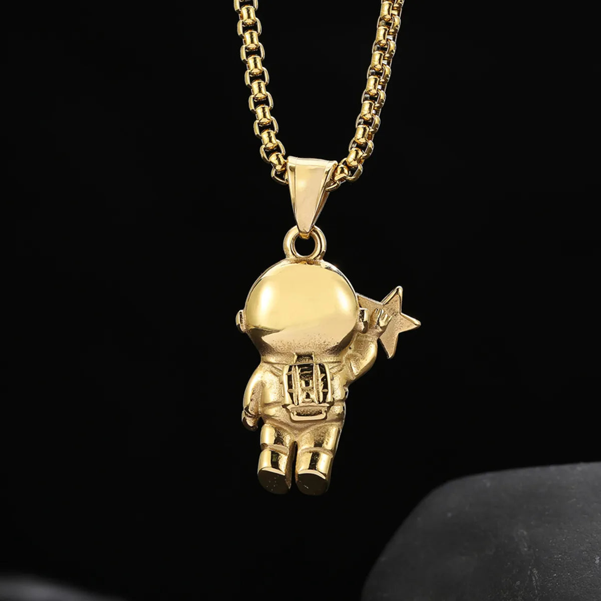 1 Piece Hip-hop Astronaut Stainless Steel Enamel Plating Chain Pendant Necklace