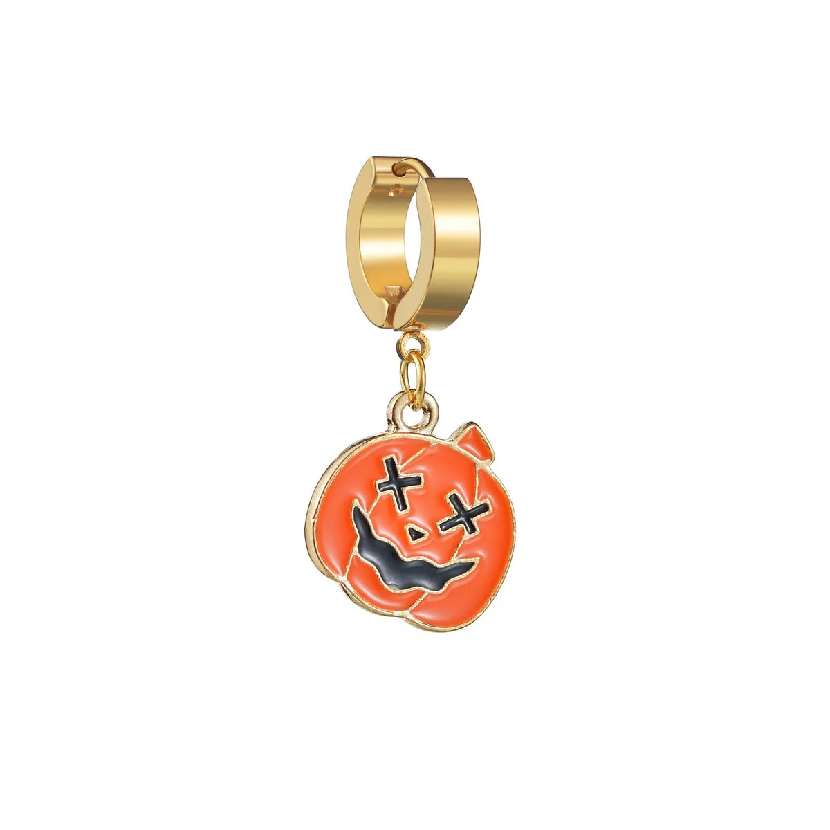 1 Piece Hip-Hop Funny Halloween Pattern Ghost Moon Enamel 304 Stainless Steel Drop Earrings