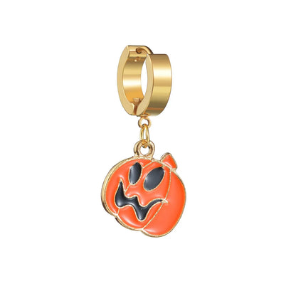 1 Piece Hip-Hop Funny Halloween Pattern Ghost Moon Enamel 304 Stainless Steel Drop Earrings