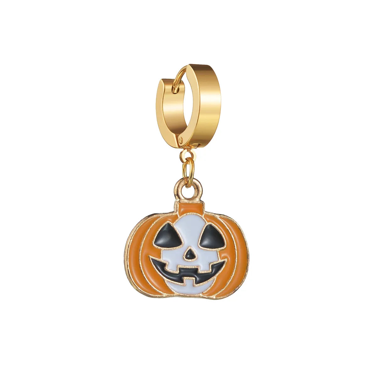 1 Piece Hip-Hop Funny Halloween Pattern Ghost Moon Enamel 304 Stainless Steel Drop Earrings