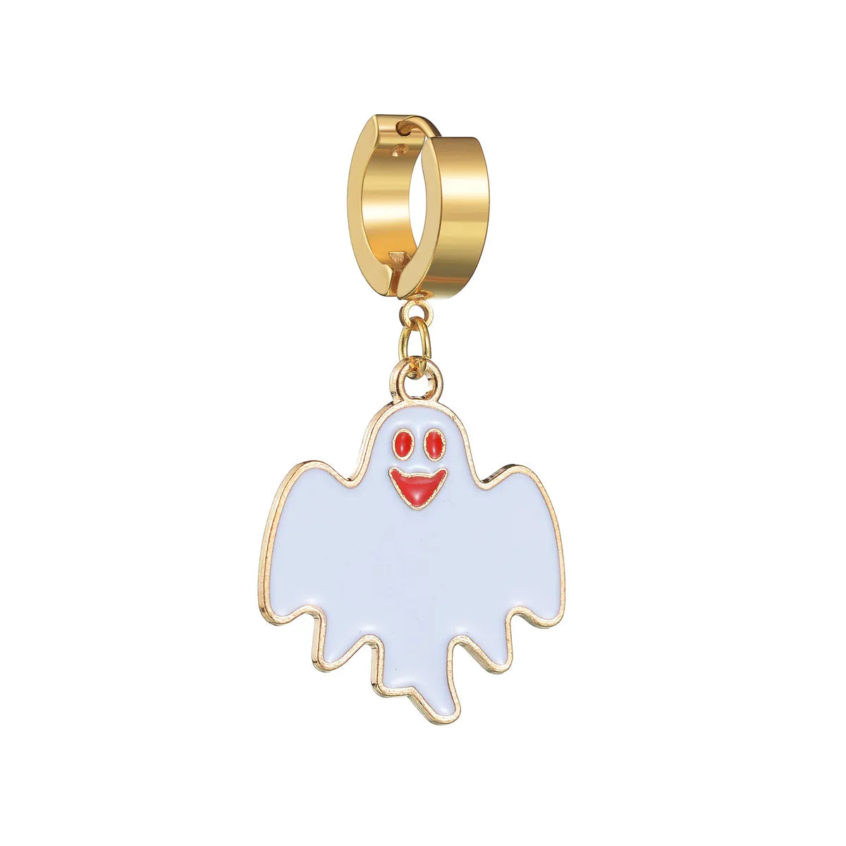 1 Piece Hip-Hop Funny Halloween Pattern Ghost Moon Enamel 304 Stainless Steel Drop Earrings