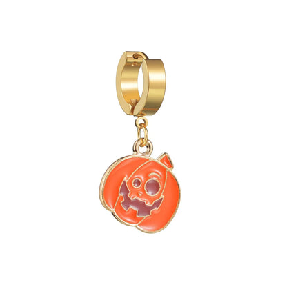 1 Piece Hip-Hop Funny Halloween Pattern Ghost Moon Enamel 304 Stainless Steel Drop Earrings