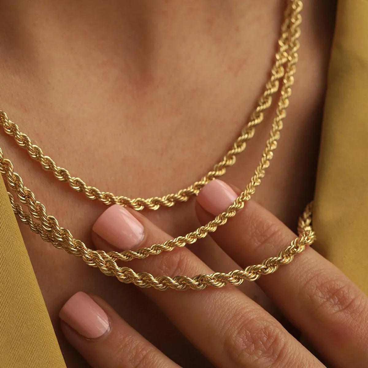 Hip-hop Geometric Stainless Steel Titanium Steel Chain 18k Gold Plated Necklace