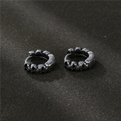 1 Piece Hip-Hop Punk Skull Plating Titanium Steel Earrings