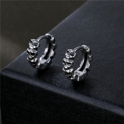 1 Piece Hip-Hop Punk Skull Plating Titanium Steel Earrings