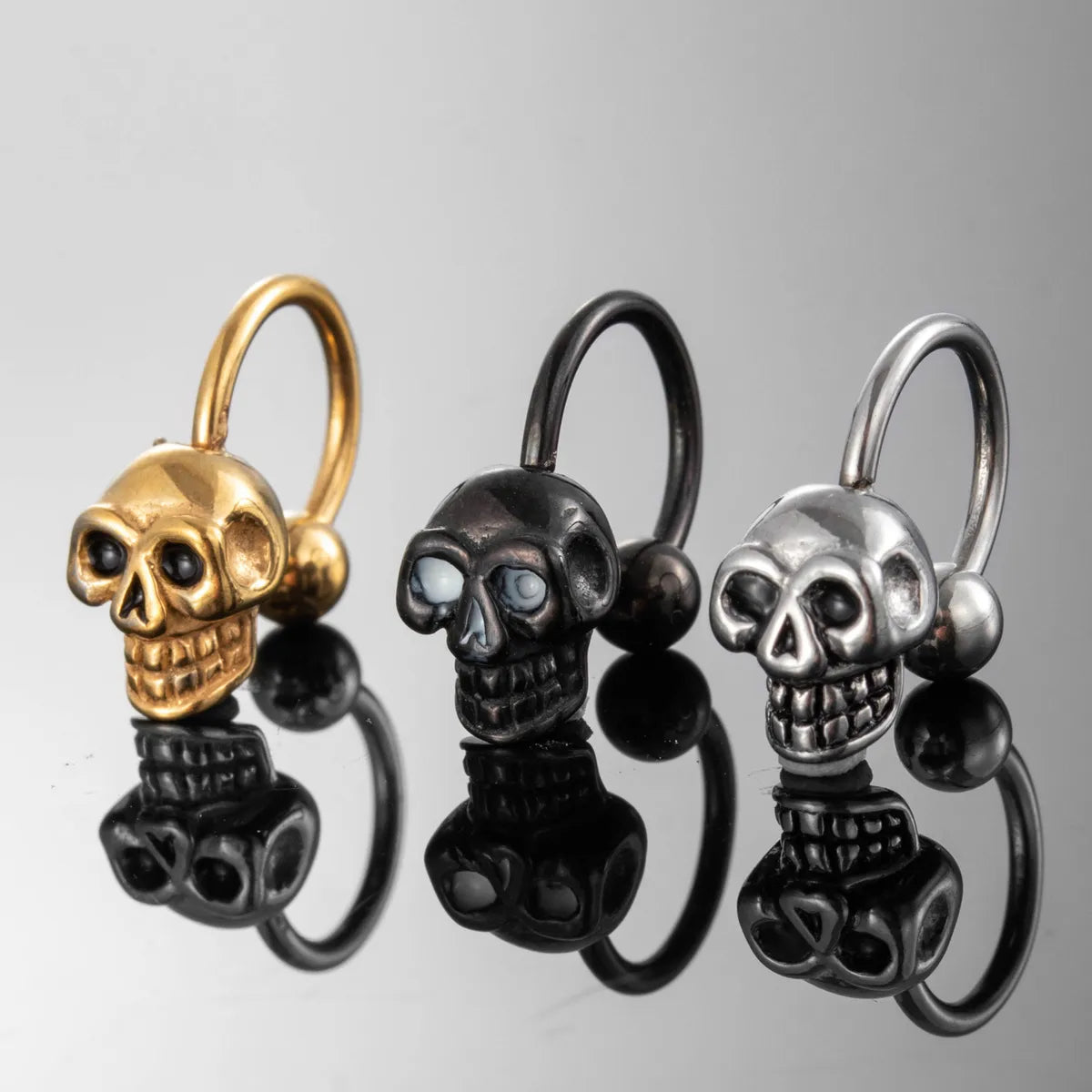 1 Piece Hip-Hop Rock Cool Style Skull 316 Stainless Steel  Ear Studs