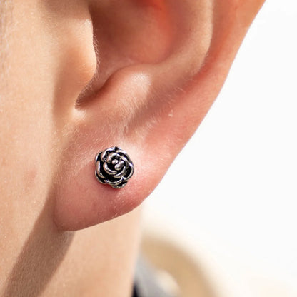 1 Piece Hip-Hop Rock Cool Style Sun Flower Snake Inlay 316 Stainless Steel  Zircon Ear Studs