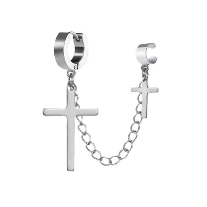 1 Piece Simple Style Hip-Hop Cross Plating Stainless Steel Alloy Ear Cuffs