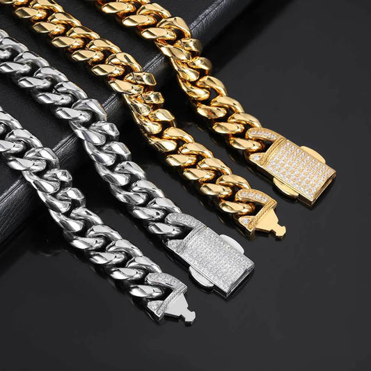 1 Piece Hip-hop Solid Color Stainless Steel Bracelets Necklace