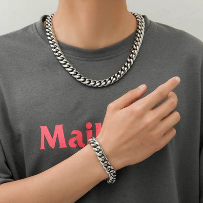 1 Piece Hip-hop Solid Color Stainless Steel Bracelets Necklace