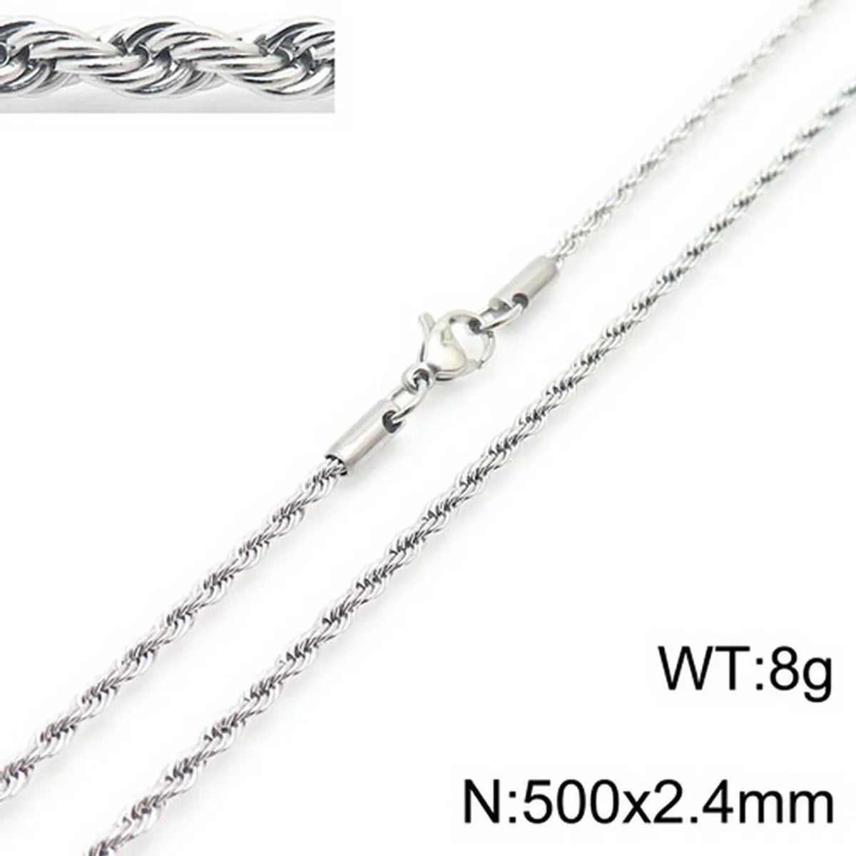 Hip-Hop Solid Color Twist Stainless Steel Plating 18k Gold Plated Unisex Bracelets Necklace