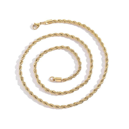 Hip-Hop Solid Color Twist Stainless Steel Plating 18k Gold Plated Unisex Bracelets Necklace