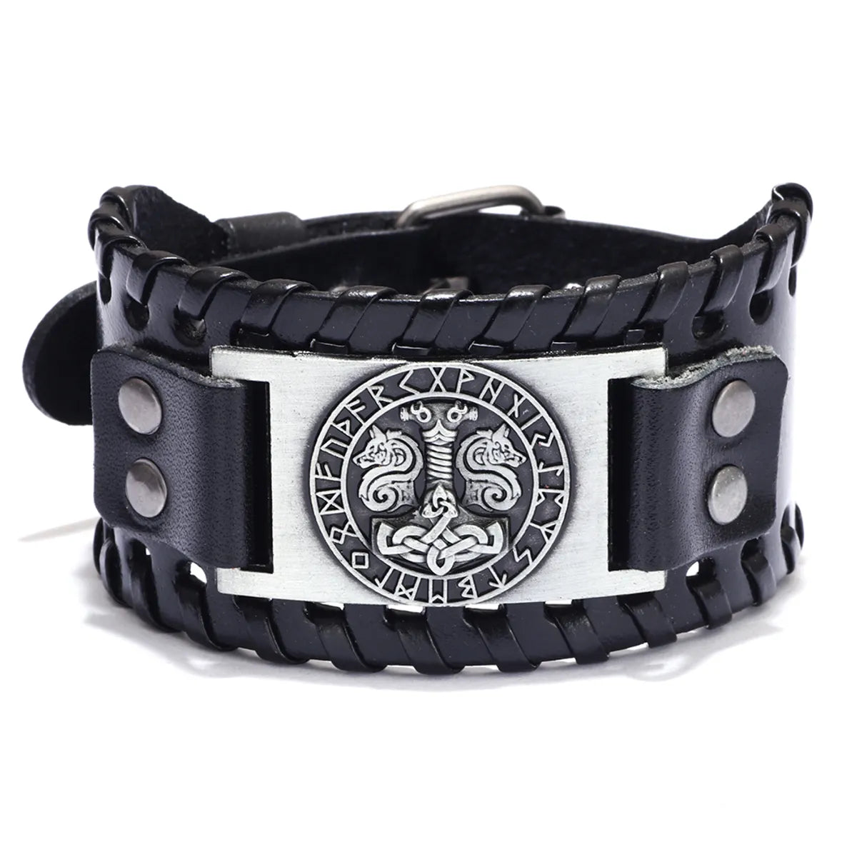 1 Piece Hip-Hop Totem Letter Alloy Leather Unisex Bangle