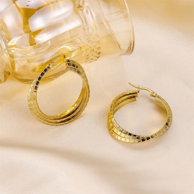 1 Piece Hip-Hop Vintage Style Cool Style Geometric Plating 304 Stainless Steel Earrings