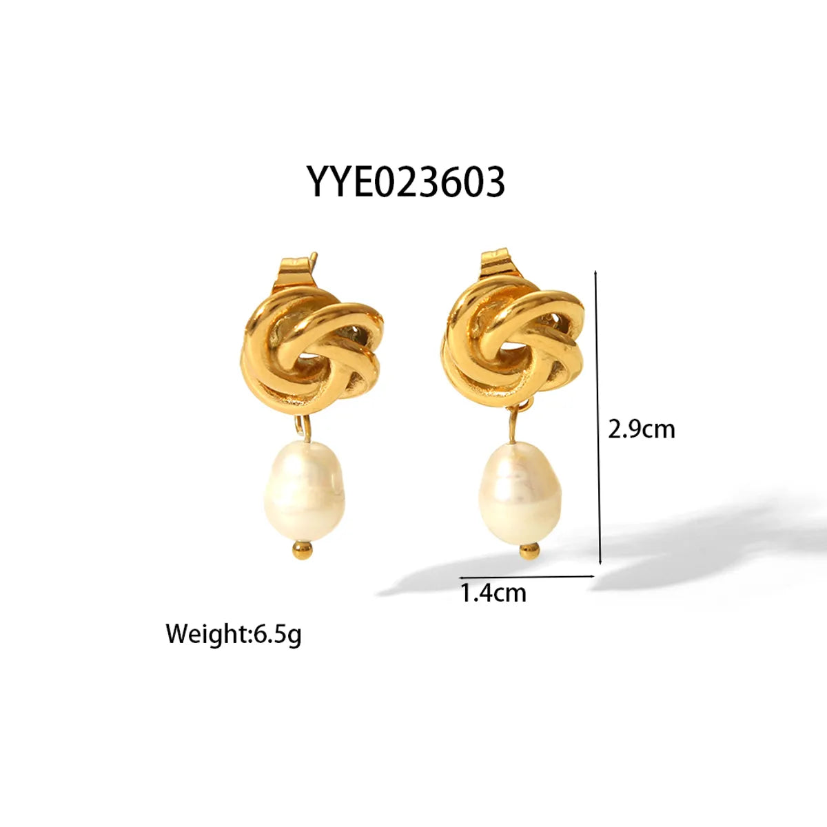 1 Piece IG Style Baroque Style Geometric 304 Stainless Steel Freshwater Pearl 18K Gold Plated Drop Earrings