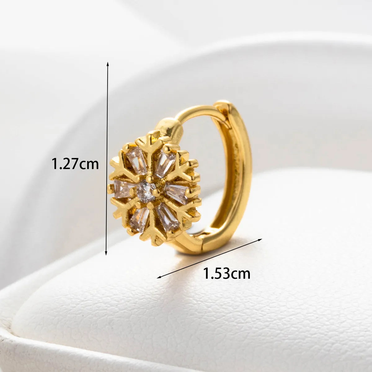 1 Piece IG Style C Shape Flower Inlay Stainless Steel Copper Zircon Hoop Earrings