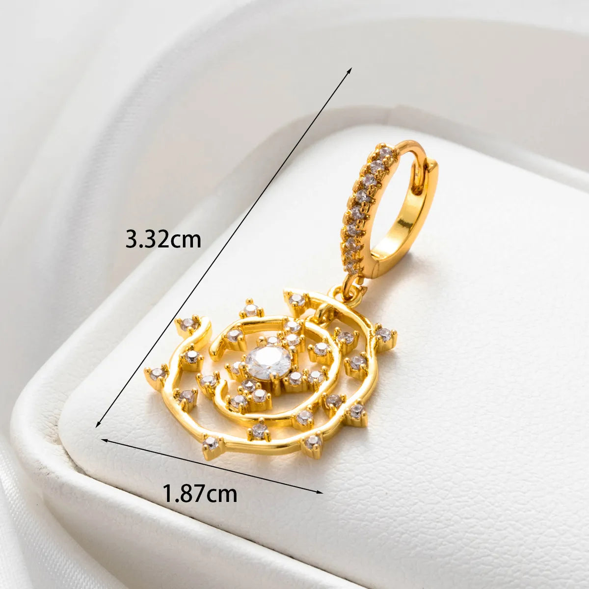 1 Piece IG Style C Shape Flower Inlay Stainless Steel Copper Zircon Hoop Earrings