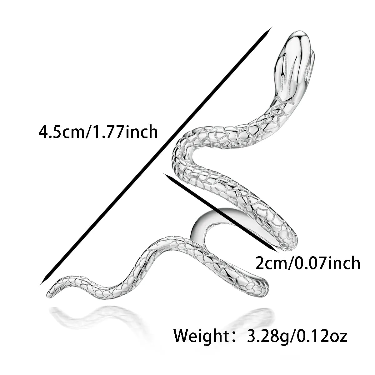 1 Piece IG Style Cool Style Snake Plating Sterling Silver White Gold Plated Ear Cuffs