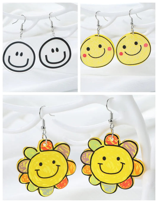 1 Piece IG Style Cute Smile Face Flower Arylic Alloy Ear Hook