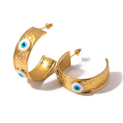 1 Piece Ig Style Devil's Eye Enamel Plating Stainless Steel 18k Gold Plated Ear Studs