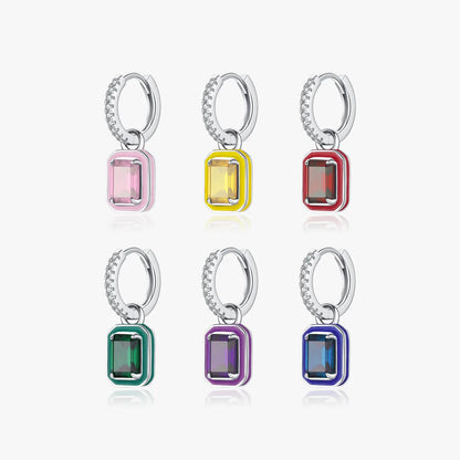 1 Piece Ig Style Elegant Glam Rectangle Plating Inlay Sterling Silver Zircon Rhodium Plated Earrings