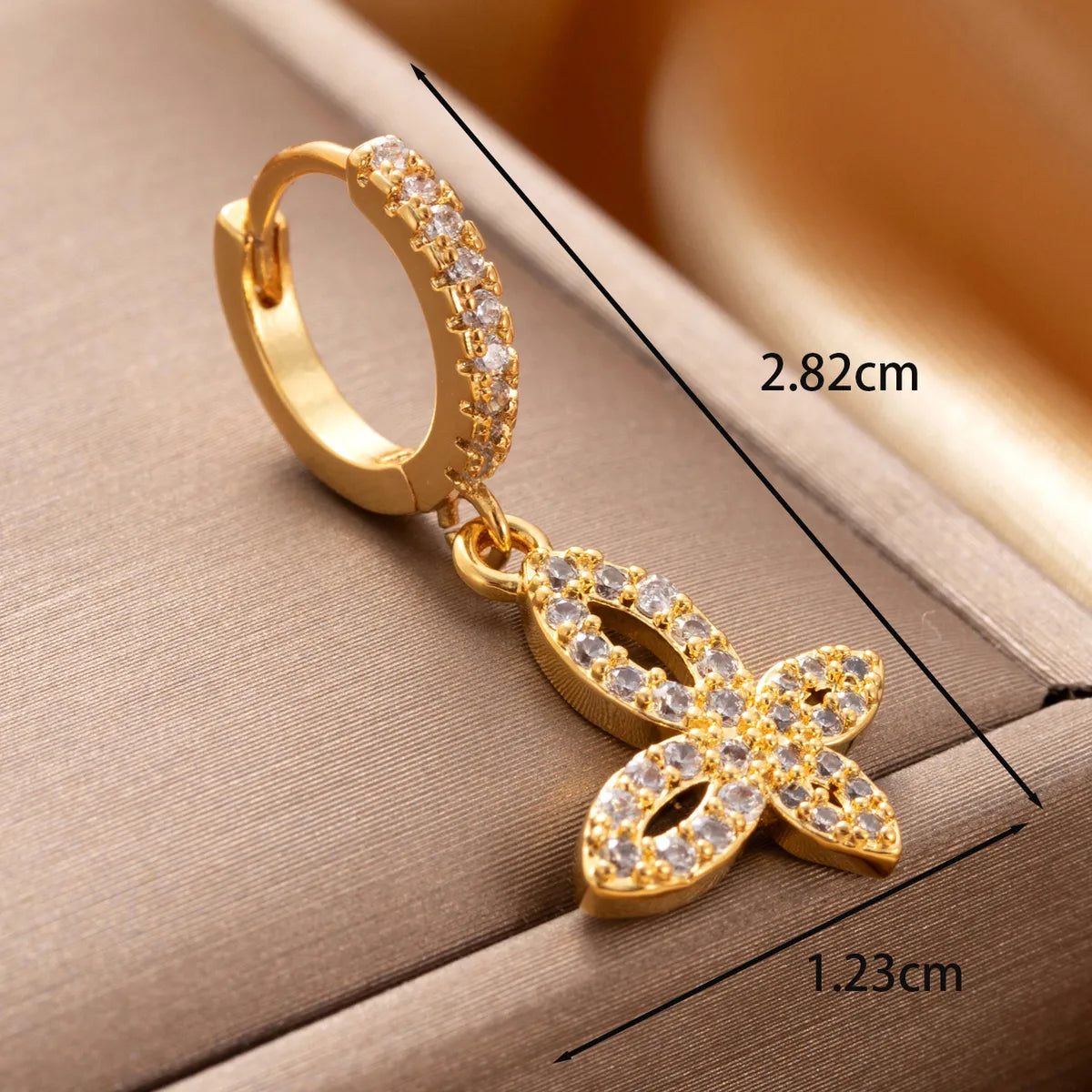 1 Piece IG Style French Style Simple Style Butterfly Hollow Out Inlay Copper Zircon Drop Earrings Ear Studs