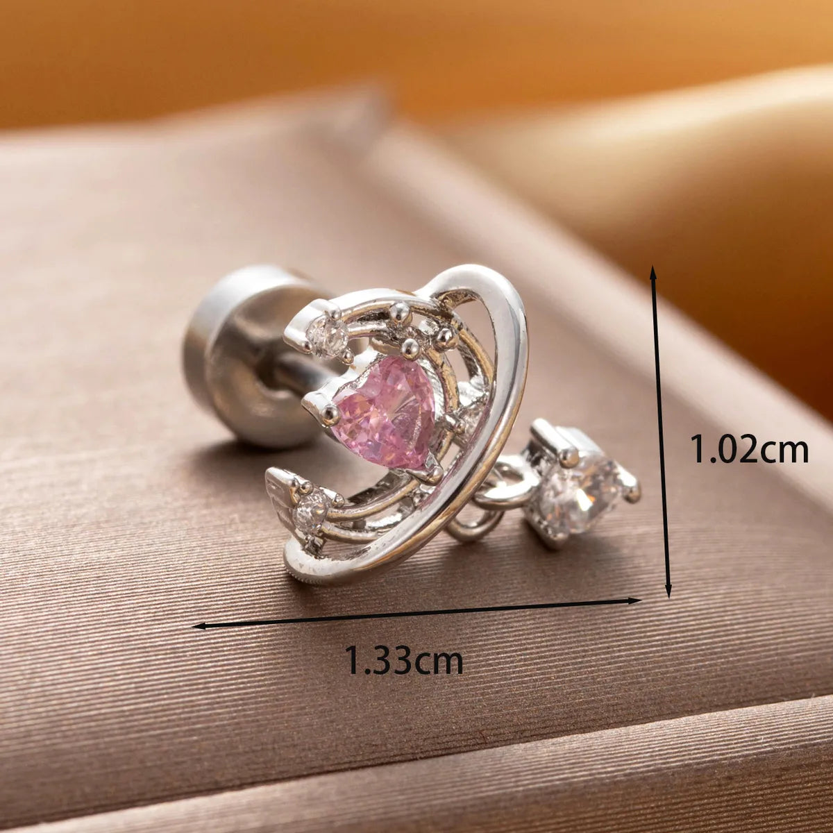 1 Piece IG Style French Style Simple Style Geometric Moon Heart Shape Hollow Out Inlay Copper Zircon Drop Earrings Ear Studs