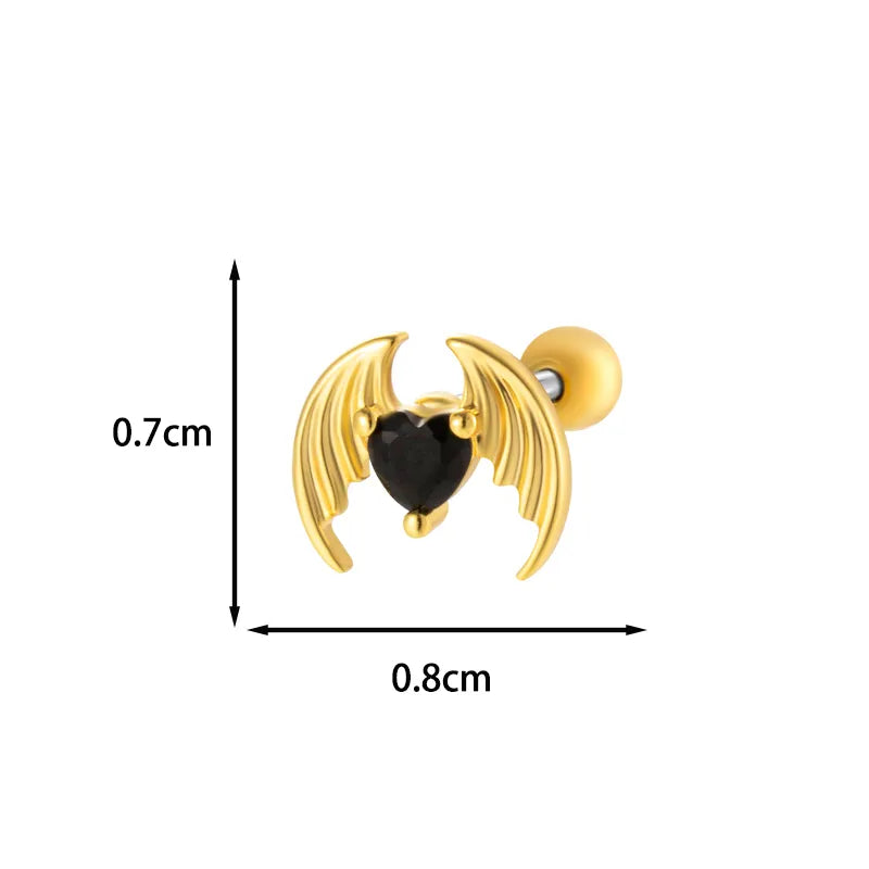 1 Piece IG Style French Style Simple Style Heart Shape Chain Inlay 316 Stainless Steel  Copper Zircon Cartilage Earrings