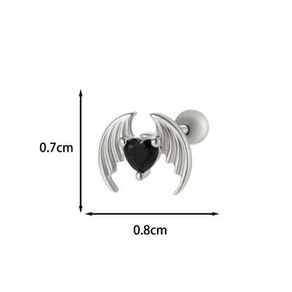 1 Piece IG Style French Style Simple Style Heart Shape Chain Inlay 316 Stainless Steel  Copper Zircon Cartilage Earrings