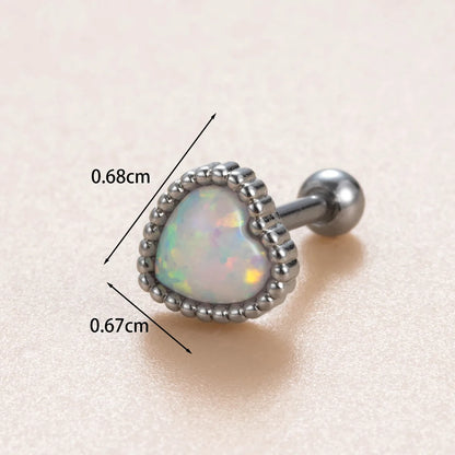 1 Piece IG Style French Style Simple Style Heart Shape Flower Inlay Copper Zircon Ear Studs