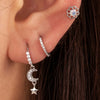 1 Piece IG Style French Style Simple Style Star Moon Flower Hollow Out Inlay Copper Zircon Drop Earrings Earrings Ear Studs