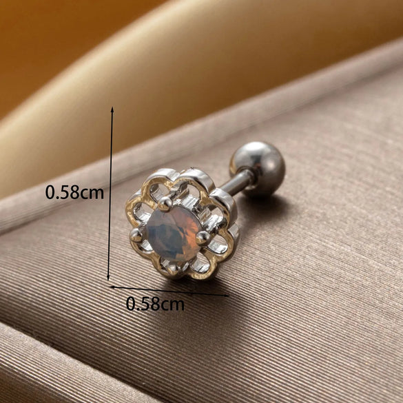 1 Piece IG Style French Style Simple Style Star Moon Flower Hollow Out Inlay Copper Zircon Drop Earrings Earrings Ear Studs