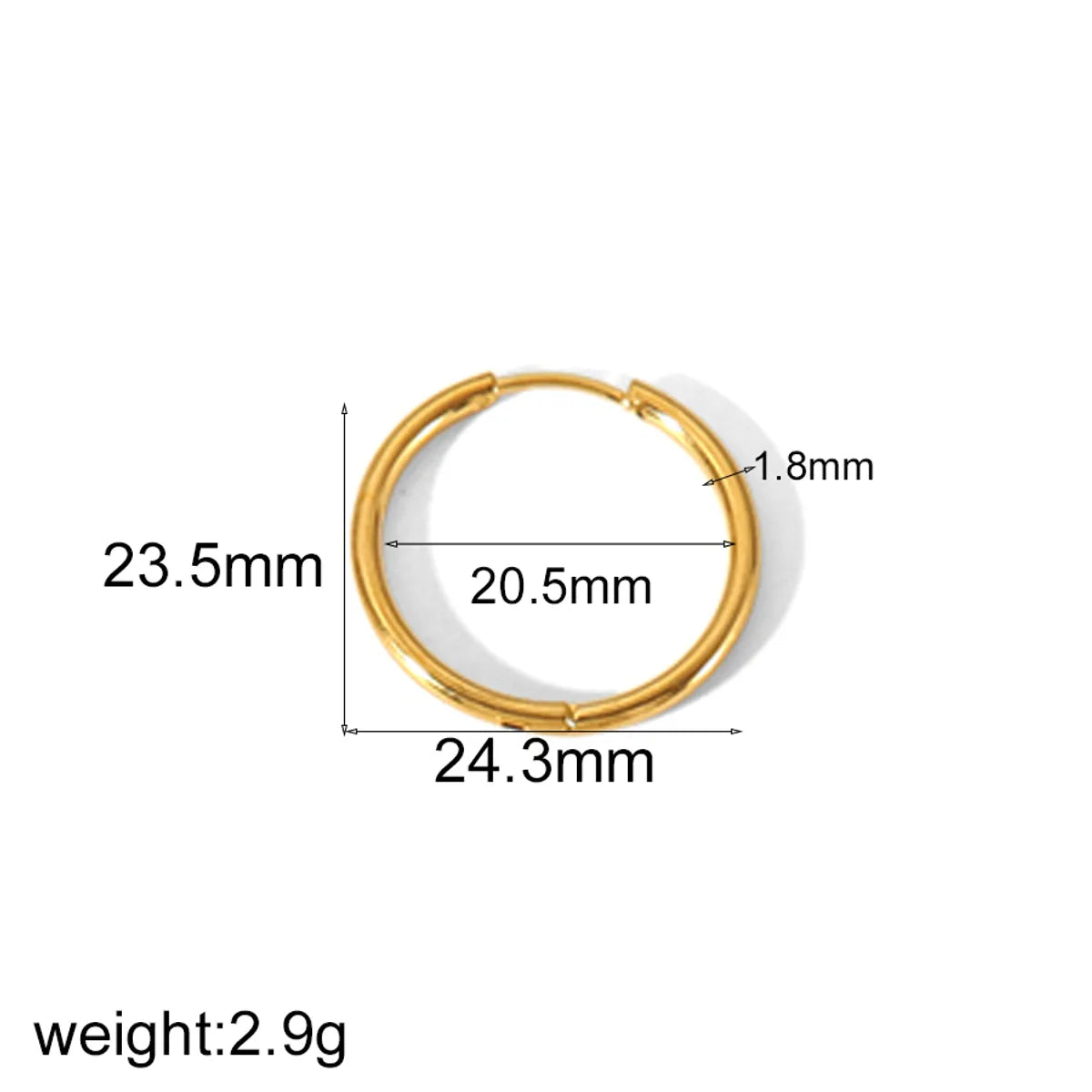 1 Piece IG Style Geometric Circle Plating 304 Stainless Steel 18K Gold Plated Hoop Earrings