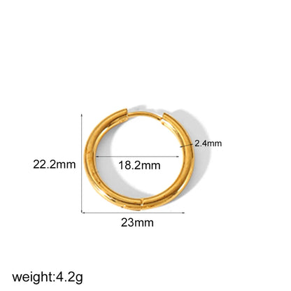 1 Piece IG Style Geometric Circle Plating 304 Stainless Steel 18K Gold Plated Hoop Earrings