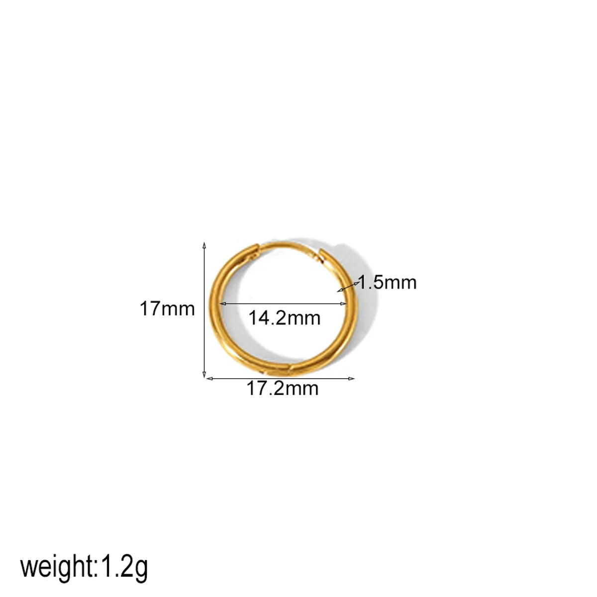 1 Piece IG Style Geometric Circle Plating 304 Stainless Steel 18K Gold Plated Hoop Earrings