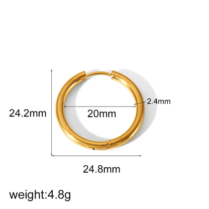 1 Piece IG Style Geometric Circle Plating 304 Stainless Steel 18K Gold Plated Hoop Earrings