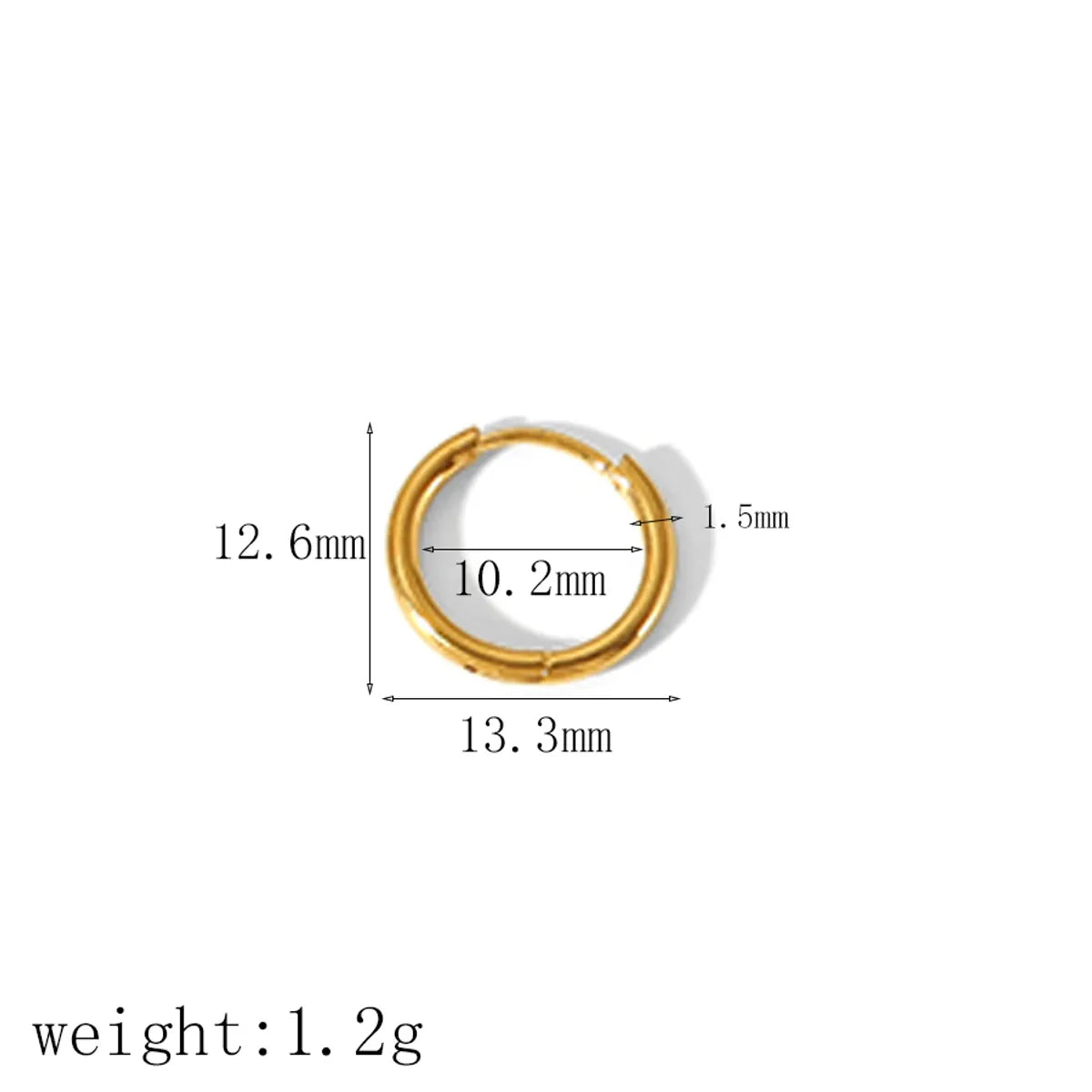 1 Piece IG Style Geometric Circle Plating 304 Stainless Steel 18K Gold Plated Hoop Earrings