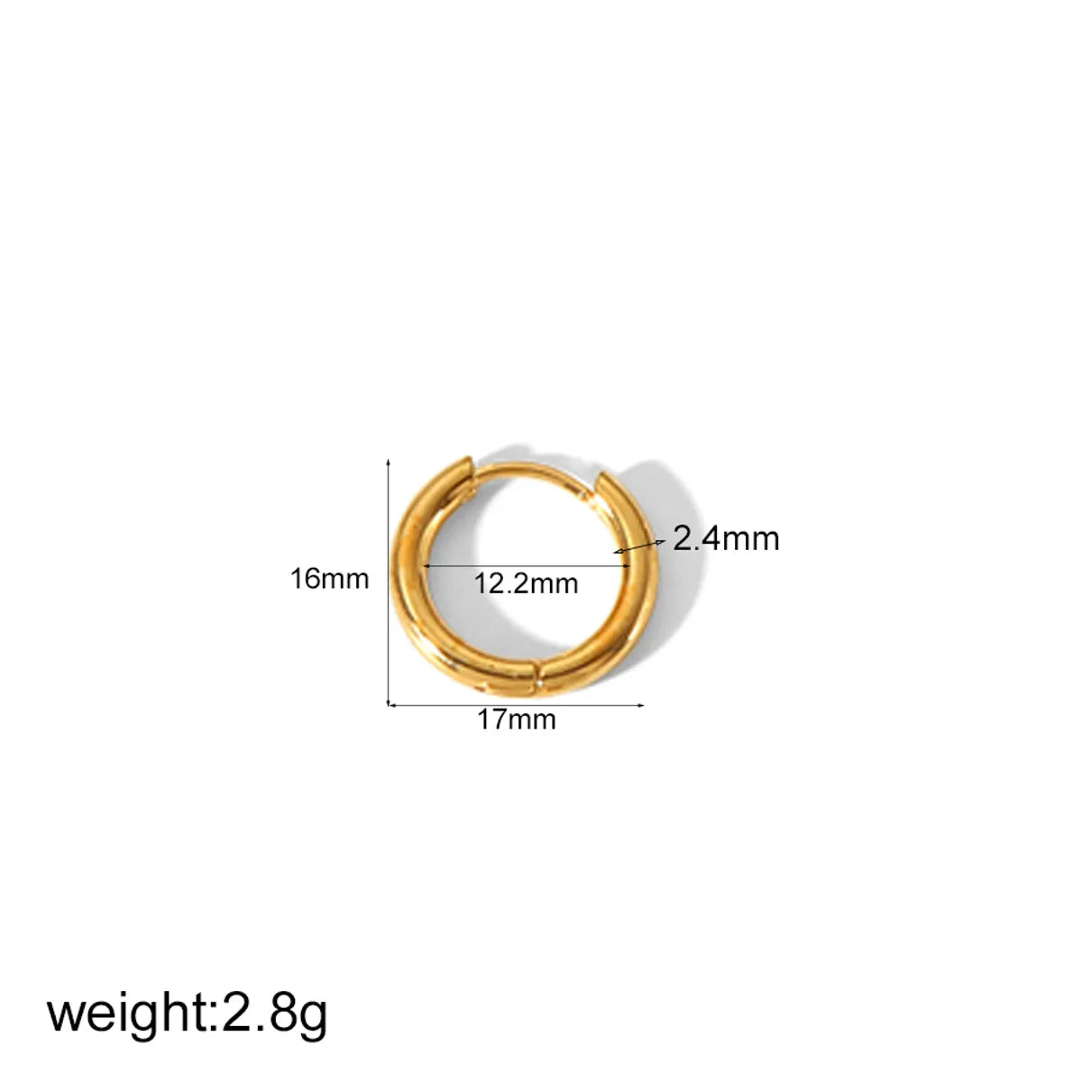 1 Piece IG Style Geometric Circle Plating 304 Stainless Steel 18K Gold Plated Hoop Earrings