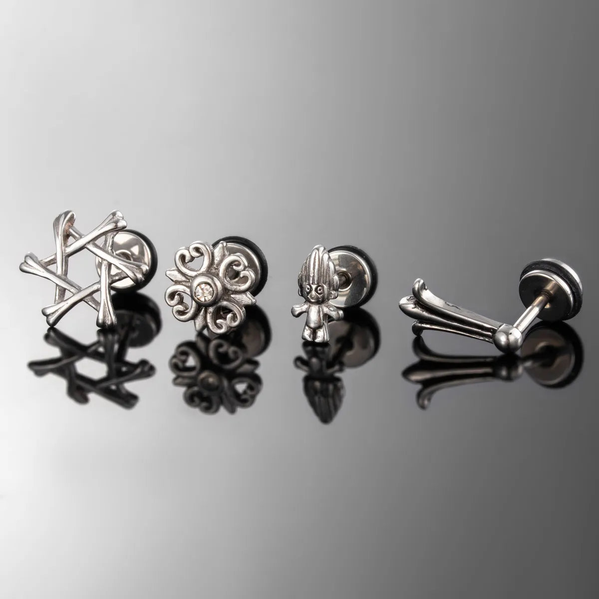 1 Piece IG Style Hip-Hop Simple Style Star 316 Stainless Steel  Ear Studs