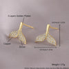 1 Piece IG Style Luxurious Simple Style Geometric Fish Tail Inlay Copper Zircon 18K Gold Plated Gold Plated Ear Studs
