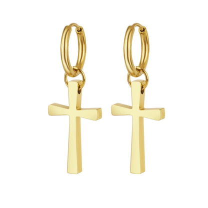 1 Piece IG Style Nordic Style Modern Style Cross Plating 304 Stainless Steel 18K Gold Plated Drop Earrings