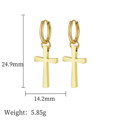 1 Piece IG Style Nordic Style Modern Style Cross Plating 304 Stainless Steel 18K Gold Plated Drop Earrings