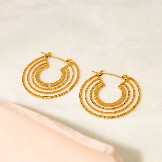 1 Piece Ig Style Retro U Shape Plating Stainless Steel 18k Gold Plated Hoop Earrings